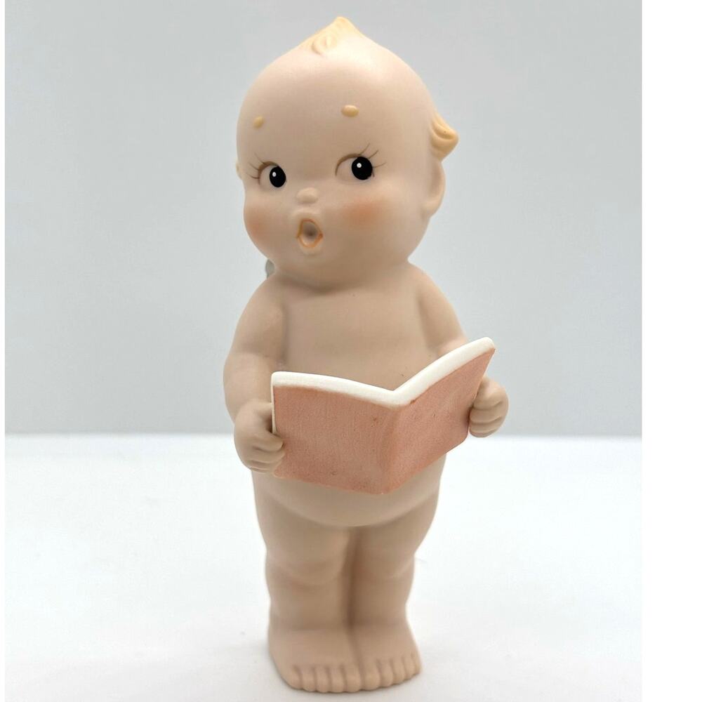 VTG 1992 Enesco, Rose O'Neill Porcelain Kewpie Figurine, Singing Christmas Carol